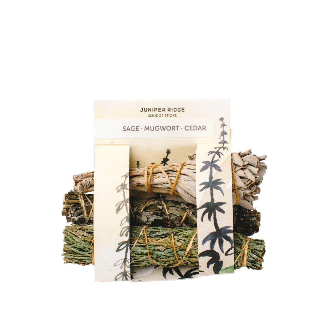 Sage, Mugwort + Cedar Smudge Bundle