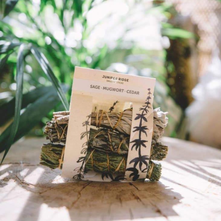 Sage, Mugwort + Cedar Smudge Bundle